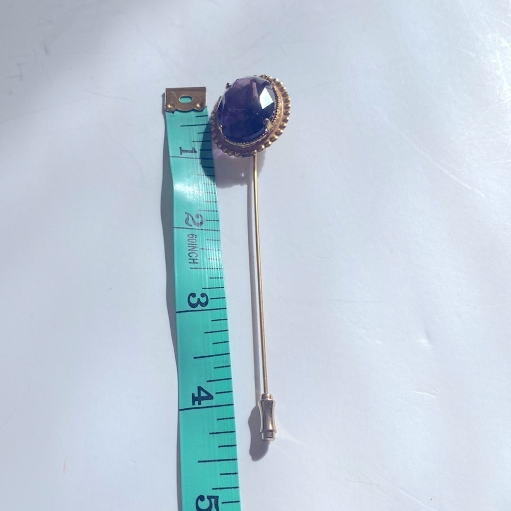 Vintage Stick Pin. Purple/ Gold Tone. - Picture 7 of 7